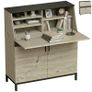 Industrial Secretary Desk with Shelves and Metal Frame 100 cm Natural Wood and Black Image 6
