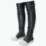 Black leather Over the knee boots, flat no zipper. Image 2
