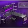 L Shaped Gaming Desk with LED Lights & Power Outlet Image 7