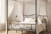 Canopy Bed Frame King Size, Metal Platform Bed Frame with Headboard and Footboard, Underbed Storage