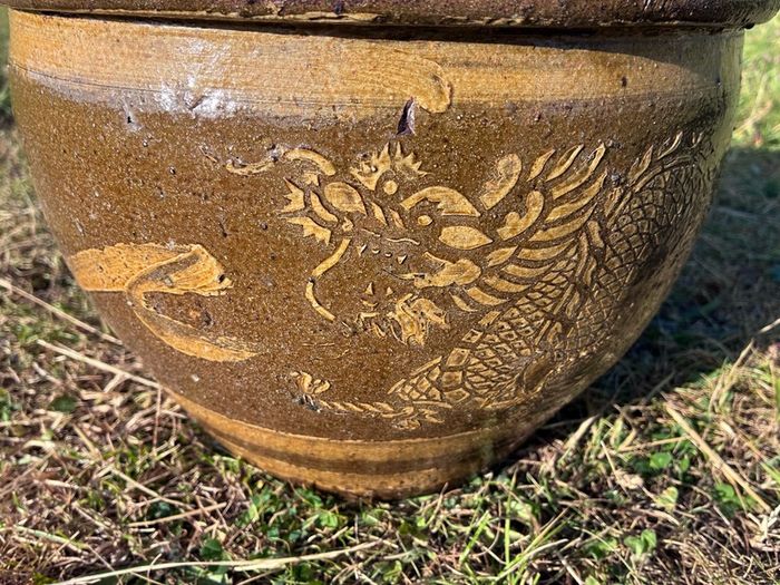 Glazed snake styled flower pot