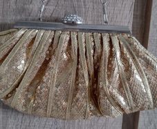 Gold sequin with rinstones clutch