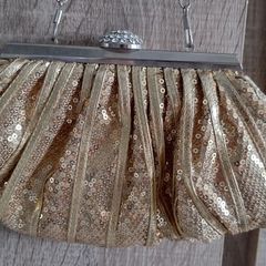 Gold sequin with rinstones clutch