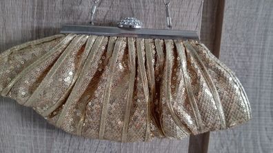 Gold sequin with rinstones clutch