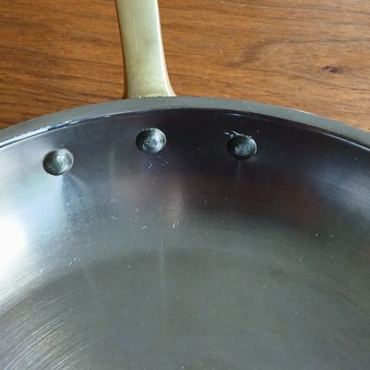 Skillet. Vintage brass, copper and stainless steel skillet.