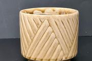 Beige Textured Ceramic Plant Pot / Cache Pot 7cm x 8cm | Modern Boho Scandi