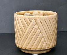 Beige Textured Ceramic Plant Pot / Cache Pot 7cm x 8cm | Modern Boho Scandi