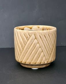 Beige Textured Ceramic Plant Pot / Cache Pot 7cm x 8cm | Modern Boho Scandi