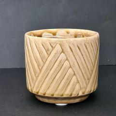 Beige Textured Ceramic Plant Pot / Cache Pot 7cm x 8cm | Modern Boho Scandi