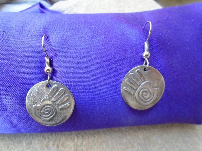 New Pewter Healing Hands Earrings, Pewter jewellery,