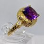 Sterling silver 925 Moroccan Amethyst, White Zircon Solitaire Ring in 18K Vermeil Yellow Gold Plated Sterling Silver Image 3
