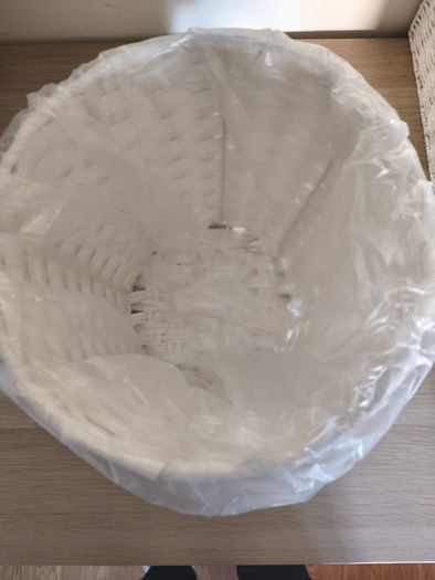White Woven Waste Basket / Storage Basket