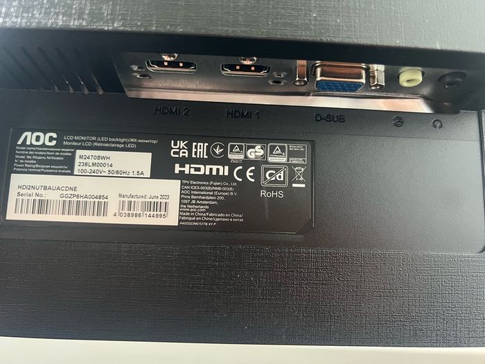 AOC 23.6in Full HD Monitor M2470SWH - Perfect Condition