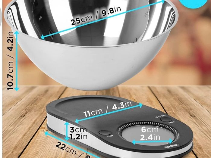 Kitchen Scales with Bowl for Baking KS5000 Digital Postal Parcel Weighing Scale 5KG Capacity Tare 1g Precision Stainless Steel 2L Bowl (FREE POSTAGE)