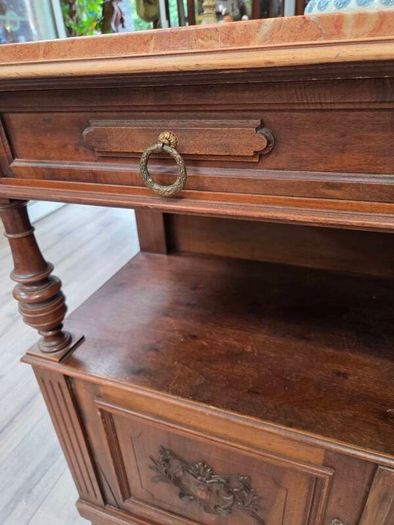 Antique Walnut Buffet / Sideboard with Marble Top
