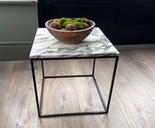 Marble Top Side Table on Black Metal Frame