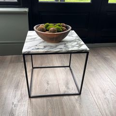 Marble Top Side Table on Black Metal Frame