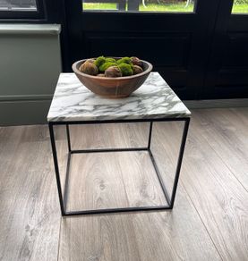 Marble Top Side Table on Black Metal Frame