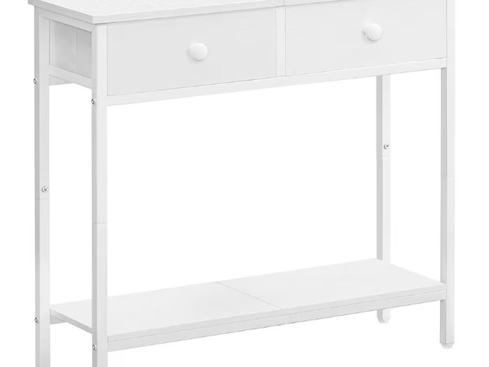 Slim Console Table, Narrow Console Table with 2 Drawers, Hallway Table with Storage, Small Side Table for Small Spaces, Living Room, Entryway, Kitchen, Bedroom, White