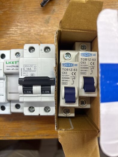 DC fuse holders for solar system and DC circuit breakers 16A and 63A. All new