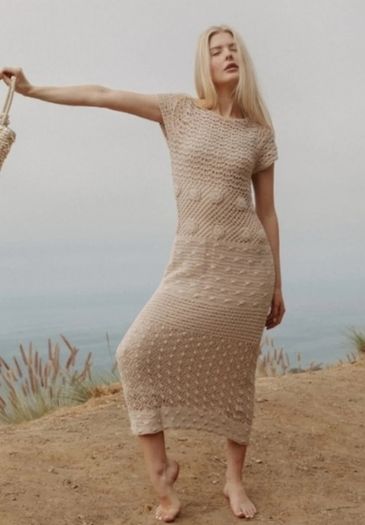Bnwt Zara beige crochet maxi dress large