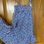 Girl's Blue and White Striped Cherry Summer Dress Image 2