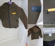 Michael Kors Kids Olive Green Hooded Jacket 3T Yellow Zip