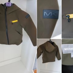 Michael Kors Kids Olive Green Hooded Jacket 3T Yellow Zip