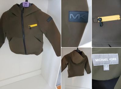Michael Kors Kids Olive Green Hooded Jacket 3T Yellow Zip
