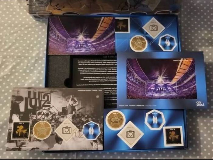 U2 RARE signed An Post stamps box