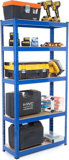 2 Bay Heavy Duty Steel Shelving Garage Racking Unit 150kg per shelf (5 Levels 1500mm H x 750mm W x 300mm D)