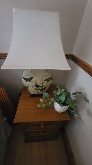Vintage Ceramic Table Lamps with Cherry Blossom and Butterfly Pattern