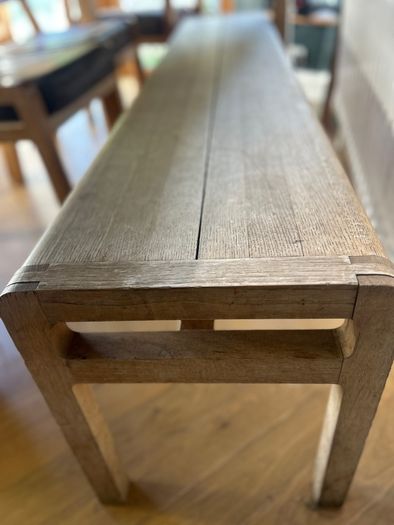 solid oak table, chairs and bench