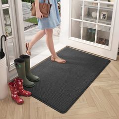 Door Mat 50 X 80 cm, Doormat Dirt Trapper Non-slip, Machine Washable, Soft, Absorbent Entrance Rug Floor Mat for Entryway, Patio, Hallway, Garden, Indoor, Outdoor, Pets and Dogs (Black)