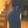 Navy Striped Ripped Jeans, size 8 Image 5
