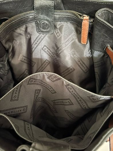 Genuine leather black and dark brown shoulder bag by Karen Millen