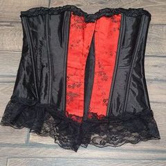 Lovely red and black corset size l, I'd say size 10ish