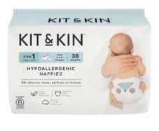 2 pk38 Kit & Kin Size 1 Hypoallergenic Nappies