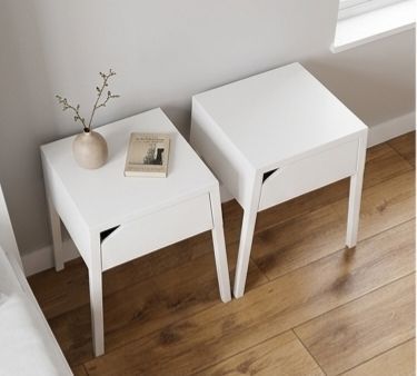 Pair of IKEA SELJE Bedside Lockers White Metal Scandi Style