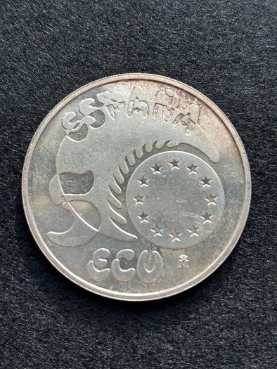 1989 Spanish 5 Ecu Sterling Silver Coin