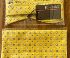 Yellow Dickie Bow and Matching Pocket Square