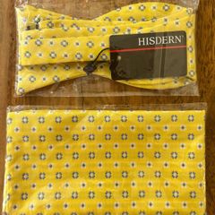 Yellow Dickie Bow and Matching Pocket Square