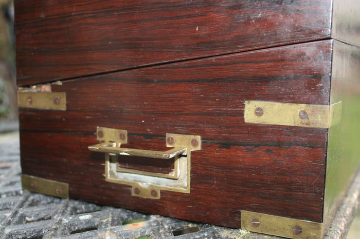 Antique Wooden Writing Box 19th century ,Brass fittings