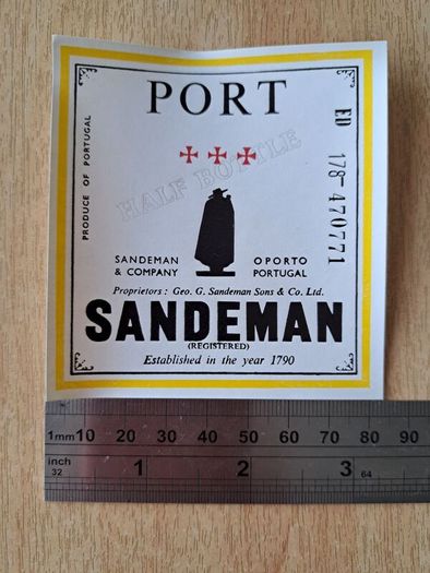 Vintage Sandeman Port half bottle label