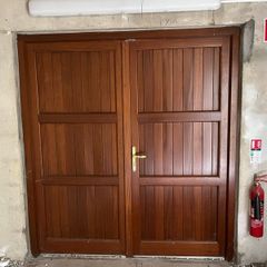 Munster Joinery teak double garage door