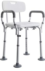 Shower Chairs for Elderly, Wide Frame Shower Stool with Anti-Skid Rubber Feet, Shower Seat with Adjustable Back and Armrest for Mobility, Maximum Load 120kg (FREE POSTAGE)