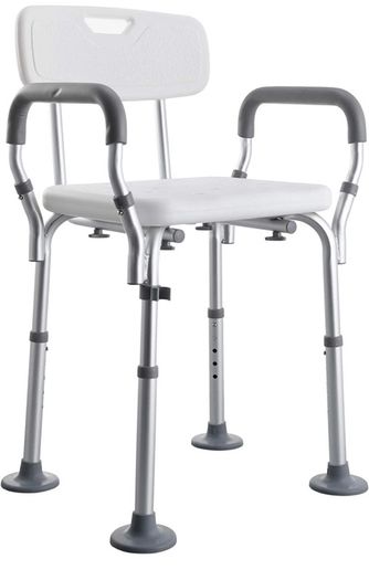 Shower Chairs for Elderly, Wide Frame Shower Stool with Anti-Skid Rubber Feet, Shower Seat with Adjustable Back and Armrest for Mobility, Maximum Load 120kg (FREE POSTAGE)