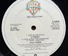 Paul Simon One Trick Pony Vinyl 1980 Irish Pressing