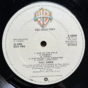 Paul Simon One Trick Pony Vinyl 1980 Irish Pressing