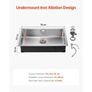 76cm Kitchen Sink Workstation, 304 Stainless Steel Undermount Sinks, Drop-In Single Bowl Farmhouse Basin with Accessories Image 6